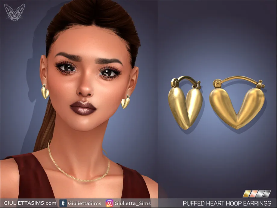 Puffed Heart Hoop Earrings