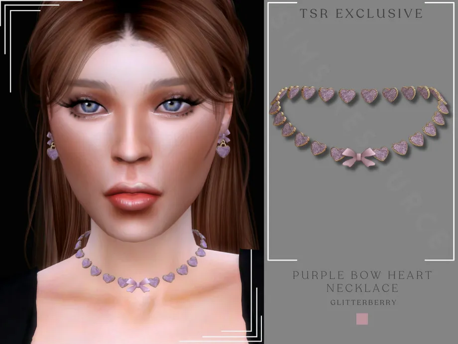 Purple Bow Heart Necklace