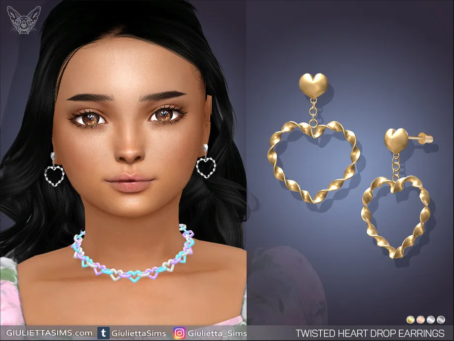 Twisted Heart Drop Earrings For Kids