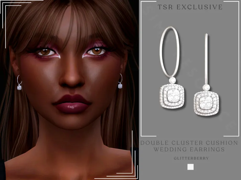 Double Cluster Cushion Wedding Earrings