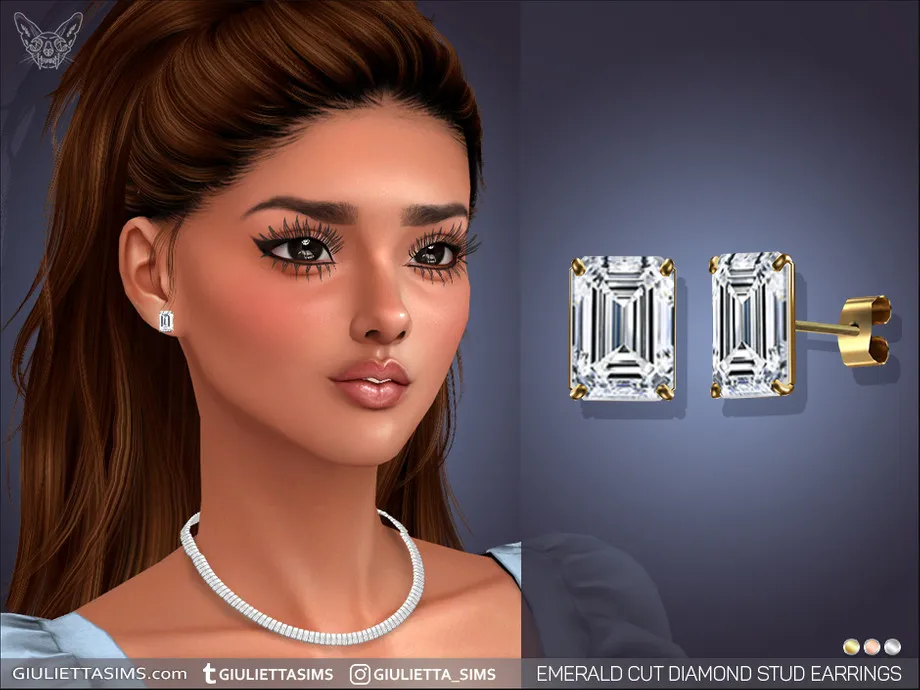 Emerald Cut Diamond Stud Earrings