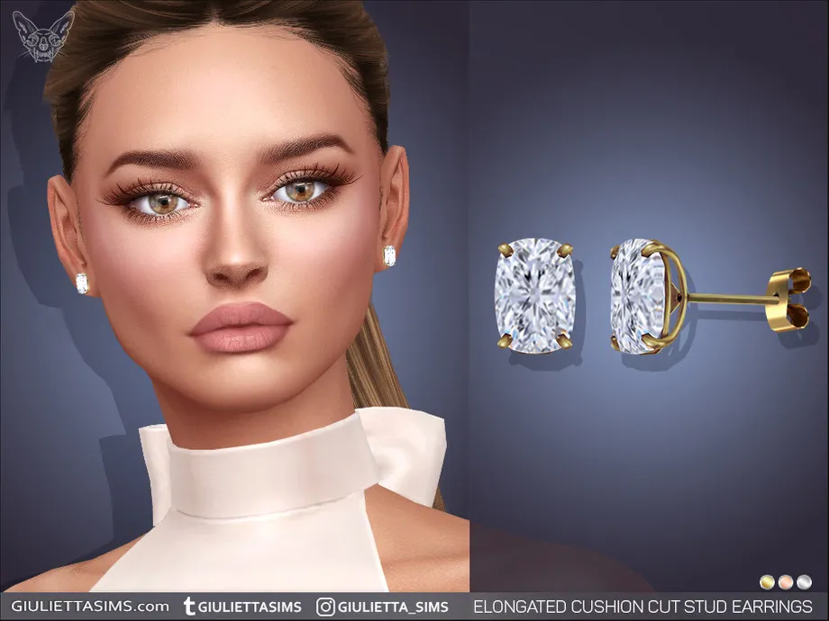 Elongated Cushion Cut Diamond Stud Earrings
