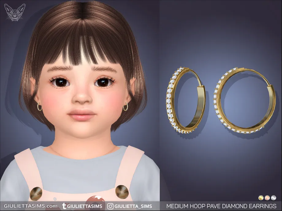 Medium Hoop Pave Diamond Earrings For Toddlers