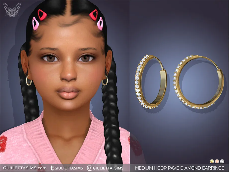 w-920h-690-3737294.jpg Medium Hoop Pave Diamond Earrings For Kids - Image 1