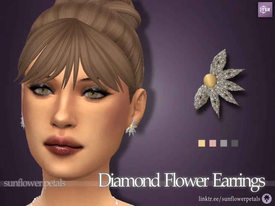 Diamond Flower Earrings