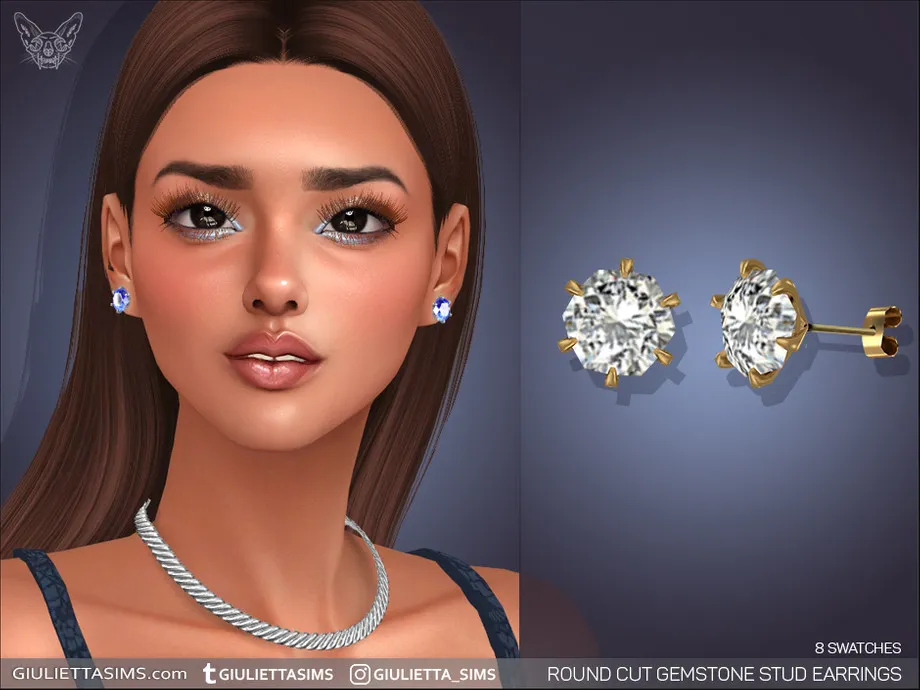 w-920h-690-3741280.jpg Round Cut Gemstone Stud Earrings - Image 1