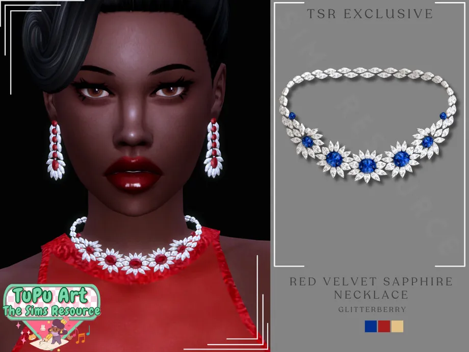 TuPu Art Collab Red Velvet Sapphire Necklace