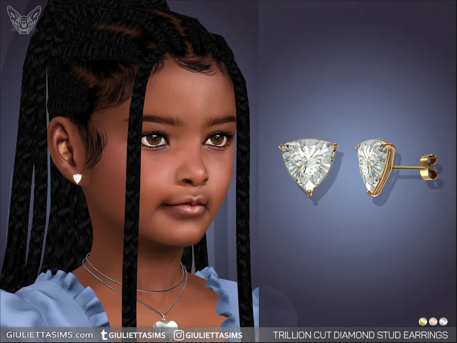 Trillion Cut Diamond Stud Earrings For Kids