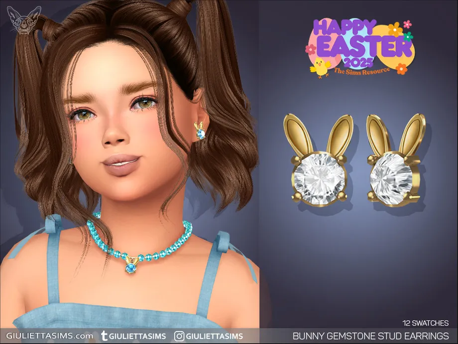Bunny Gemstone Earrings For Kids