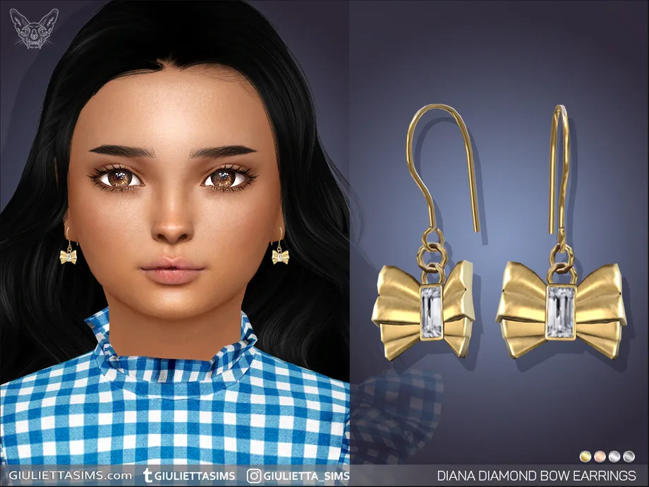 Diana Diamond Bow Earrings For Kids