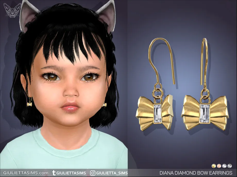 Diana Diamond Bow Earrings For Toddlers
