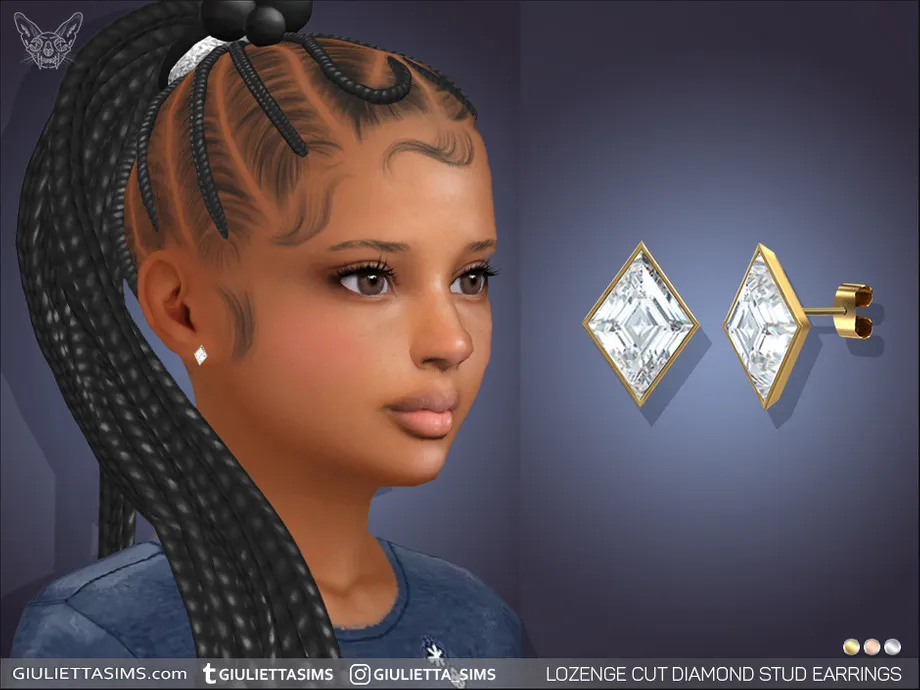 Lozenge Cut Diamond Stud Earrings For Kids