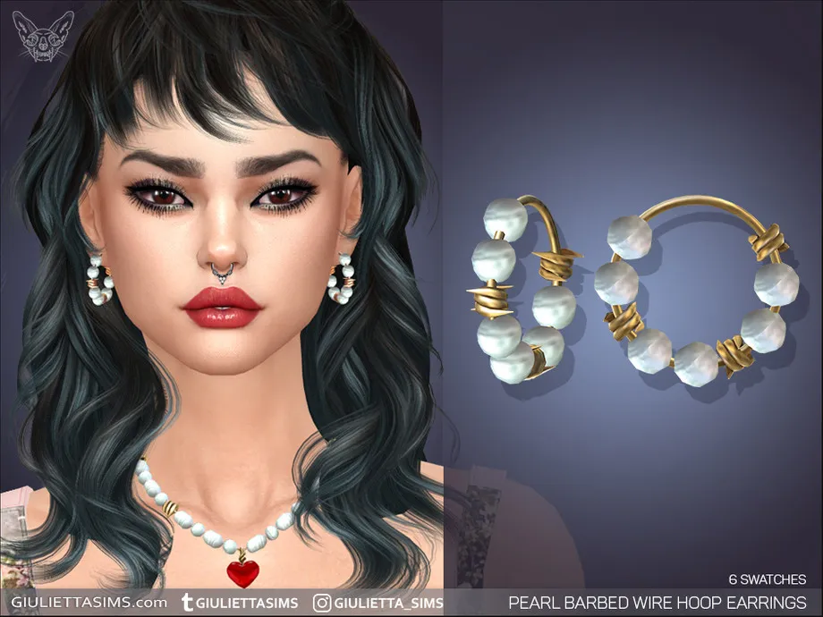 Barbed Wire Pearl Hoop Earrings