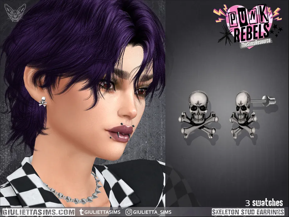 Punk Rebels - Skeleton Stud Earrings