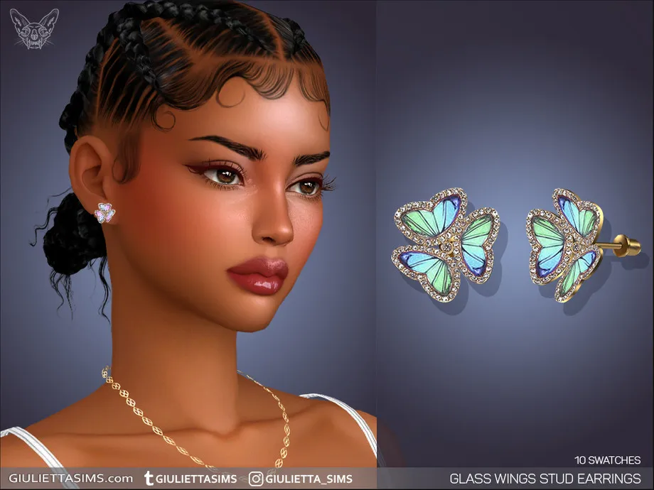 Glass Wings Stud Earrings