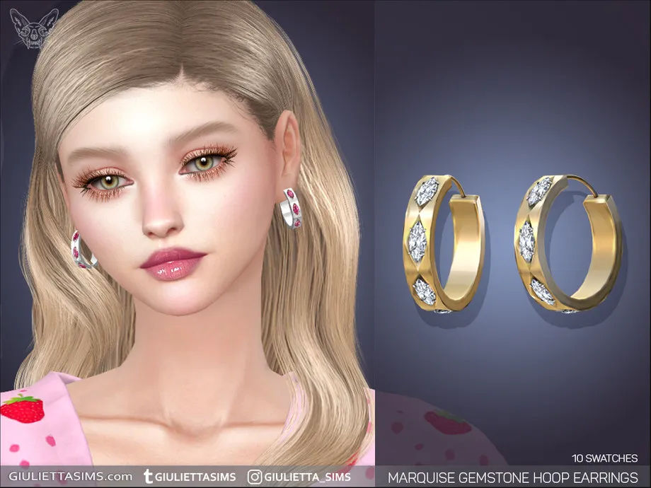 Marquise Gemstone Hoop Earrings