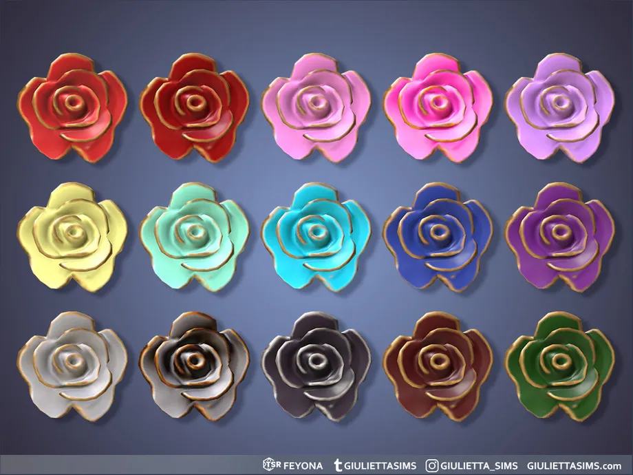 Golden Edge Porcelain Rose Earrings For Kids