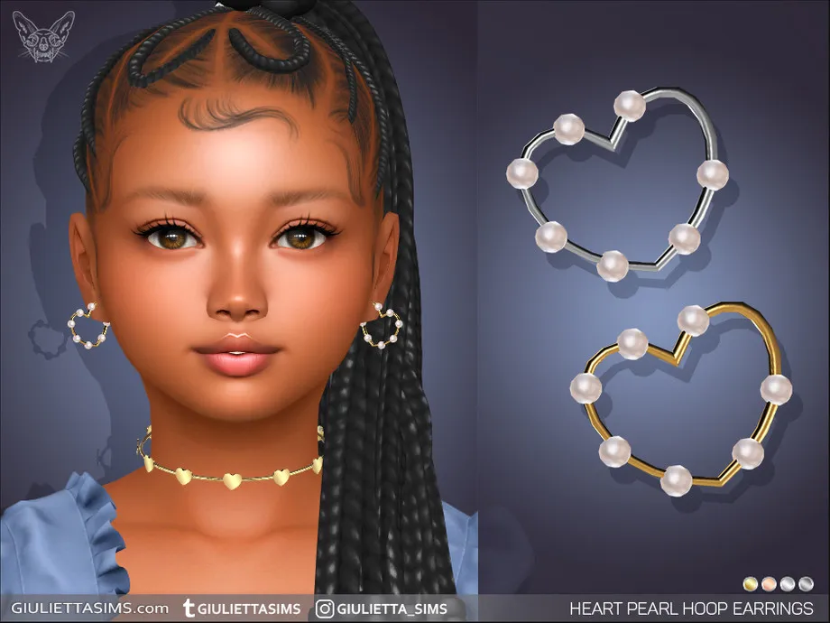 Heart Pearl Hoop Earrings For Kids