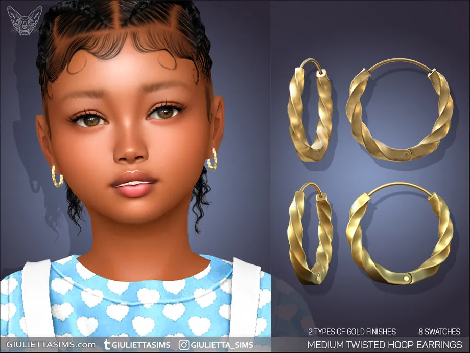 Medium Twisted Hoop Earrings For Kids