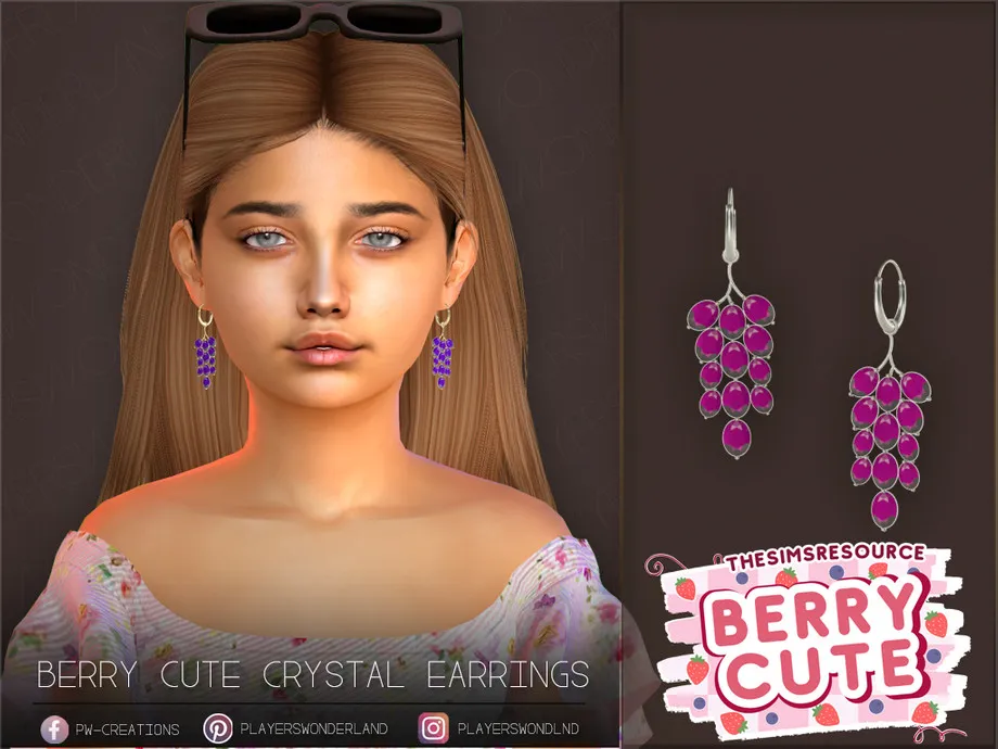 Berry Cute Crystal Earrings Kids