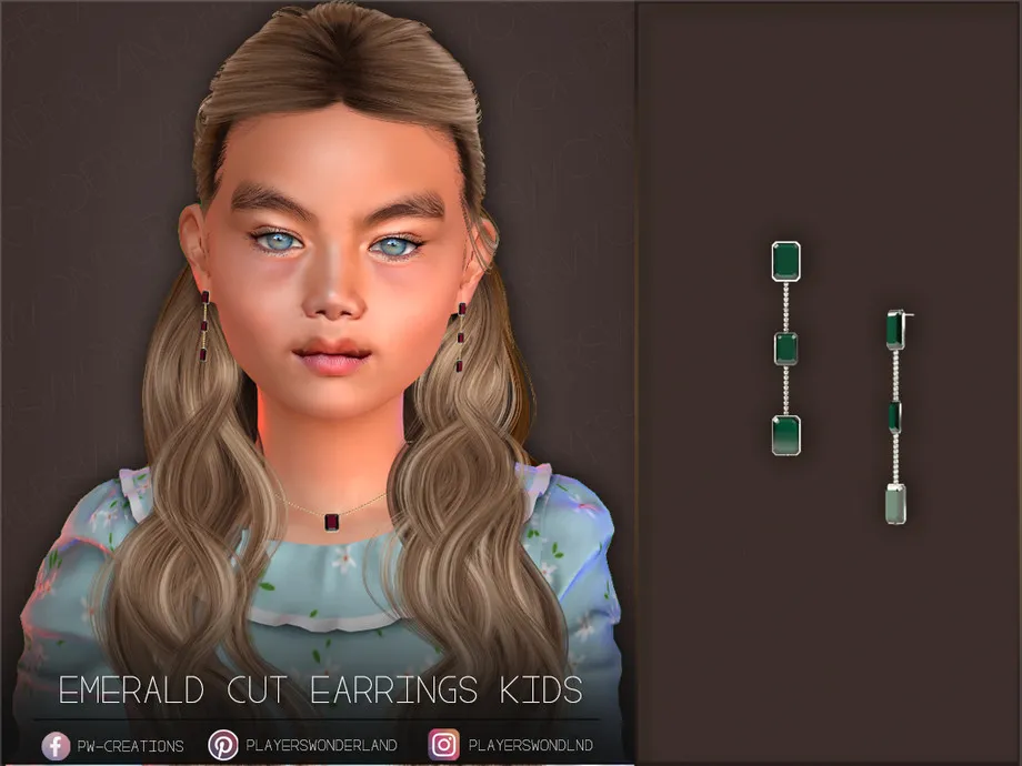 Emerald Cut Earrings Kids
