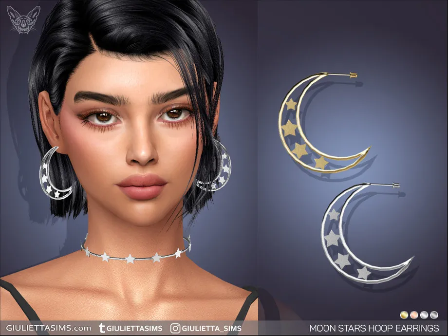 Moon Stars Hoop Earrings