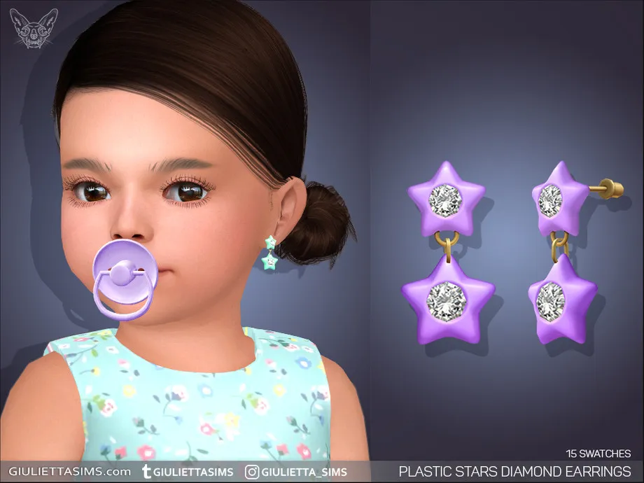 Plastic Stars Diamond Earrings For Toddlers