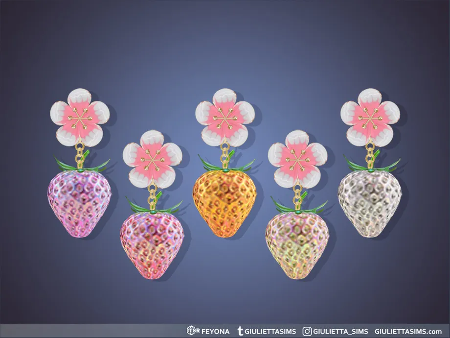 Berry Cute - Iridescent Strawberry Flower Earrings For Toddlers