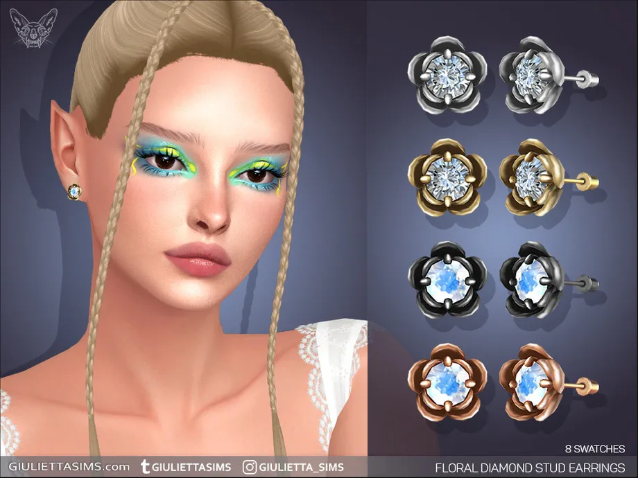 Floral Diamond Stud Earrings