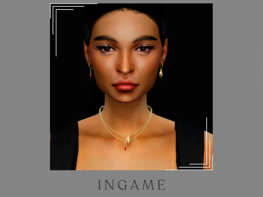 Hex Appeal- Gold Knife and Hand Drop Necklace with Red Gemstones