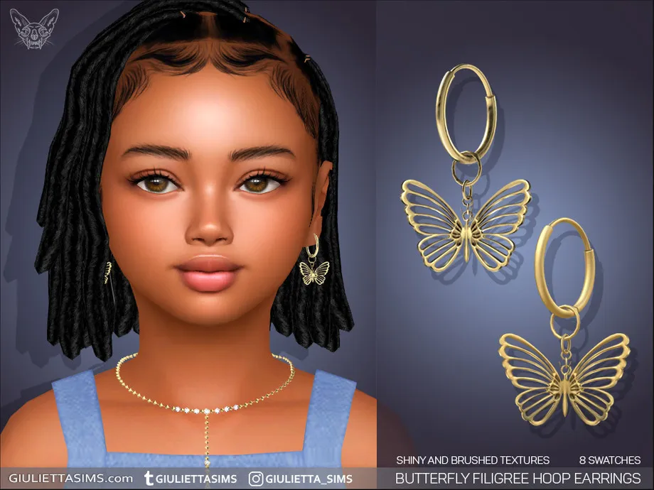 Butterfly Filigree Hoop Earrings For Kids