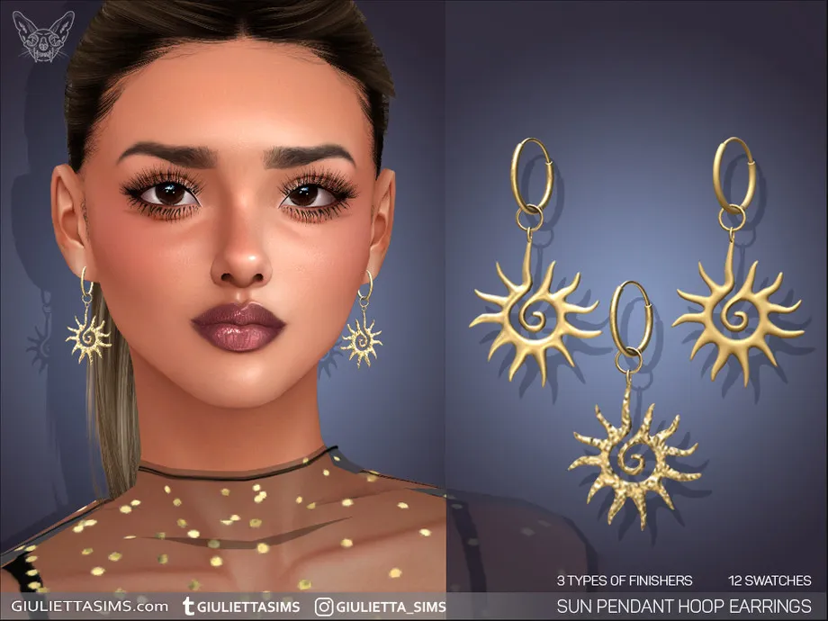 Sun Pendant Hoop Earrings